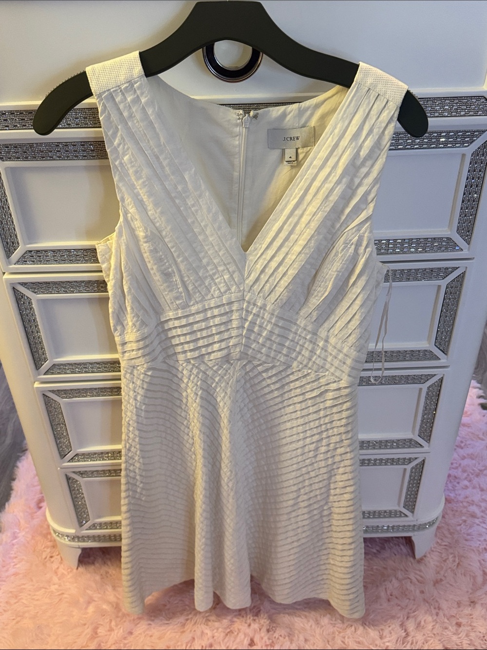 J. Crew Cream Pleated V-Neck Sleeveless Dress
